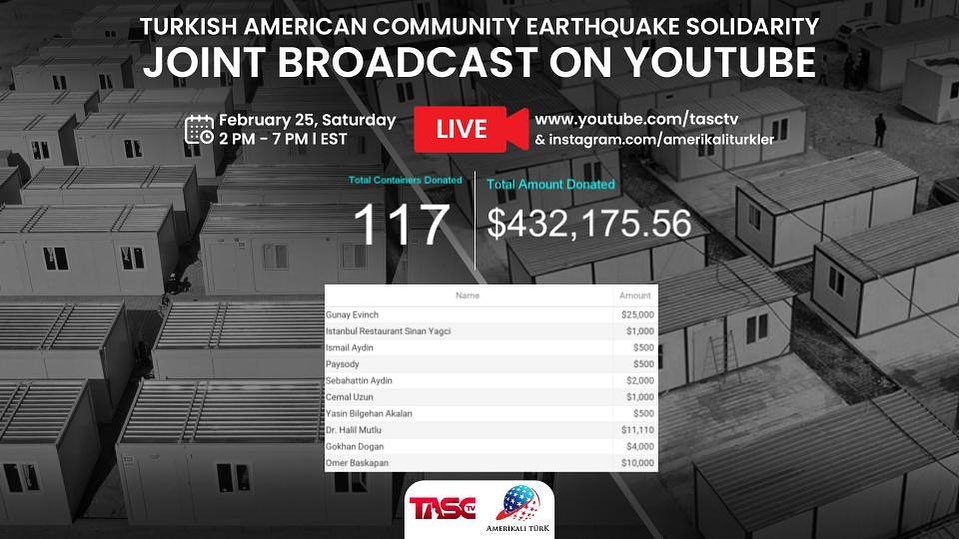 TASC TV and Turkish-American Partnership for Earthquake Victims